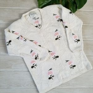 Vintage Oversized Floral Embroidery Sweater